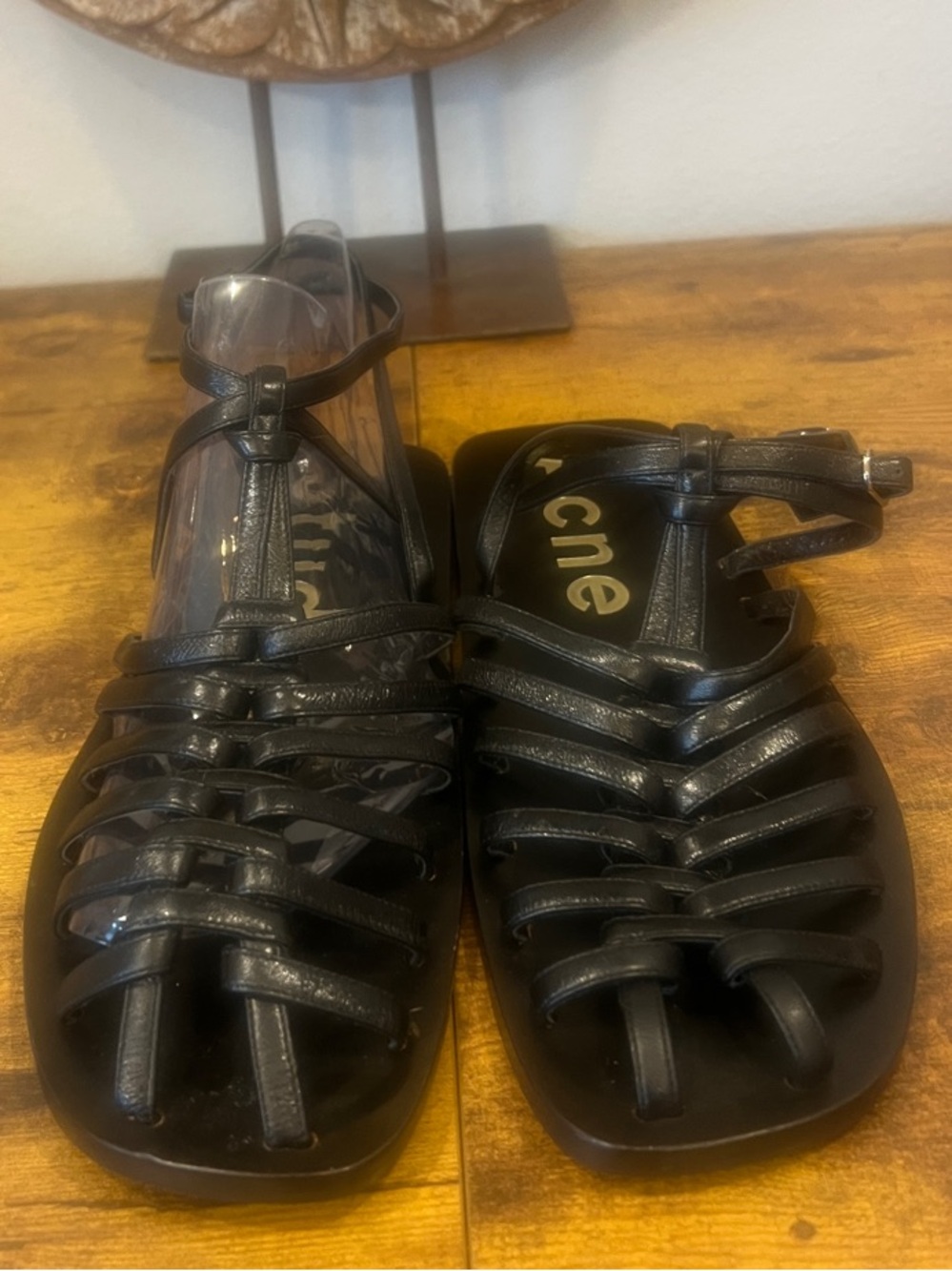 Acme Studios Black Gladiator Black Square-Toe Sandals